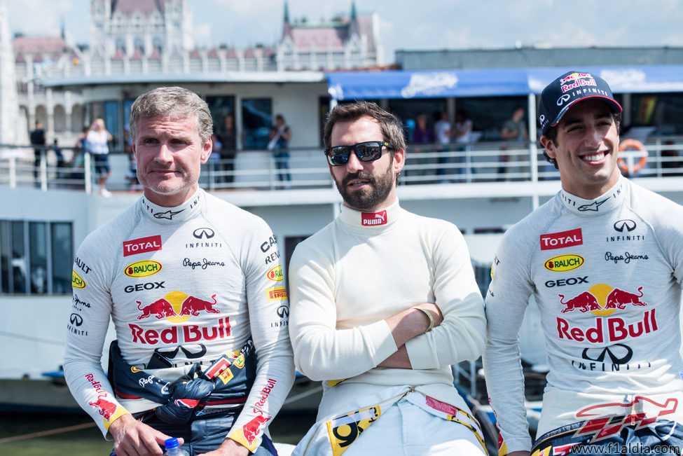 David Coulthard, Timo Glock y Daniel Ricciardo en Budapest