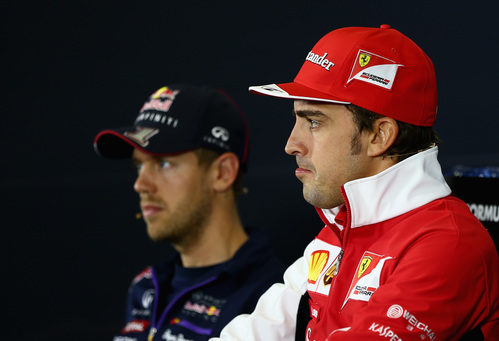 Fernando Alonso y Sebastian Vettel, en rueda de prensa