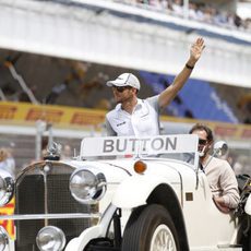 Jenson Button en el driver's parade