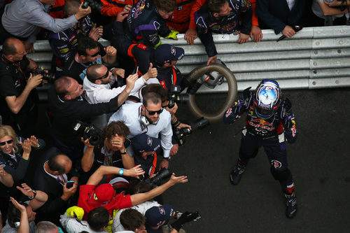 Celebración de Daniel Ricciardo al acabar tercero