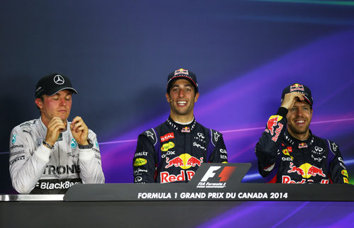Ricciardo, Rosberg y Vettel en rueda de prensa