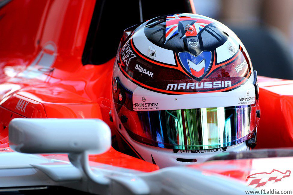 Detalle del casco de Max Chilton