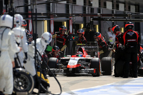 Max Chilton haciendo su primera parada