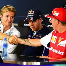 Rosberg, Vettel y Räikkönen en rueda de prensa