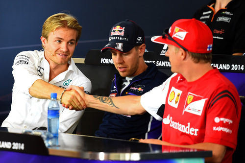 Rosberg, Vettel y Räikkönen en rueda de prensa