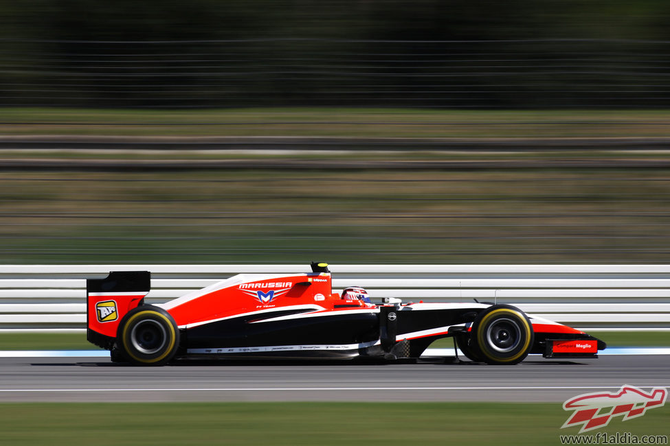 El MR03 de Max Chilton avanza en el Hockenheimring