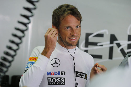 Jenson Button en el garaje