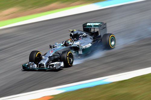 Nico Rosberg se pasa de frenada en Hockenheim