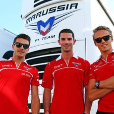 Jules Bianchi, Alexander Rossi y Max Chilton en Hungaroring