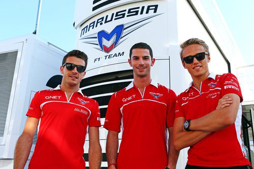 Jules Bianchi, Alexander Rossi y Max Chilton en Hungaroring