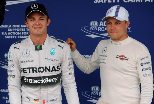 Nico Rosberg y Valtteri Bottas tras la clasificación