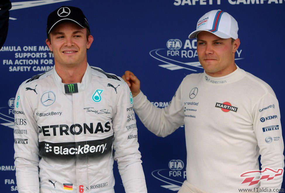 Nico Rosberg y Valtteri Bottas tras la clasificación