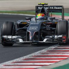 Esteban Gutiérrez en una tanda larga del viernes