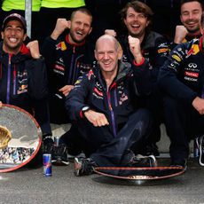 Adrian Newey y Christian Horner, contentos por Ricciardo