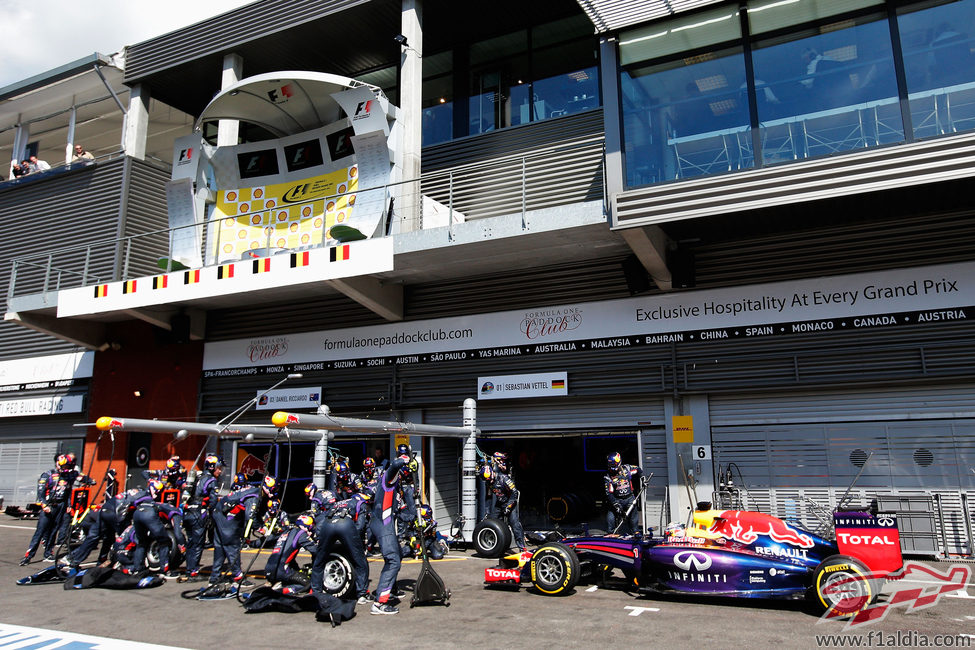 Sebastian Vettel entra en boxes para cambiar neumáticos