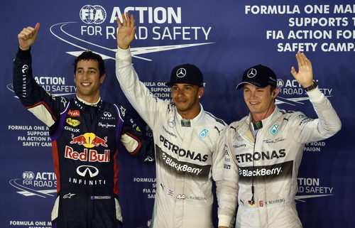 Alegría de Rosberg, Hamilton y Ricciardo
