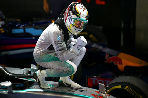 Puño de gloria de Lewis Hamilton