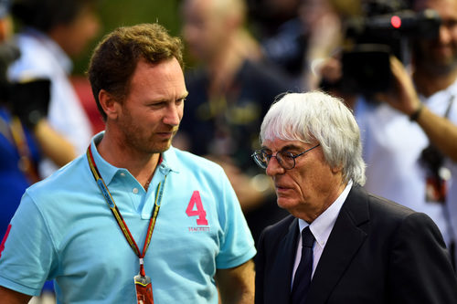 Bernie Ecclestone con Christian Horner en el GP de Singapur