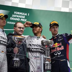 Hamilton, Rosberg y Vettel celebran sus posiciones