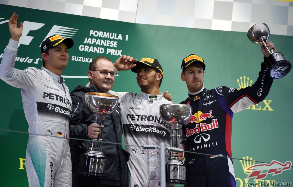 Hamilton, Rosberg y Vettel celebran sus posiciones