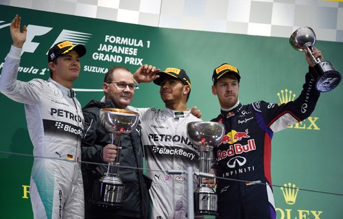 Hamilton, Rosberg y Vettel celebran sus posiciones