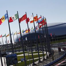 Kamui Kobayashi en la tercera curva del circuito de Sochi