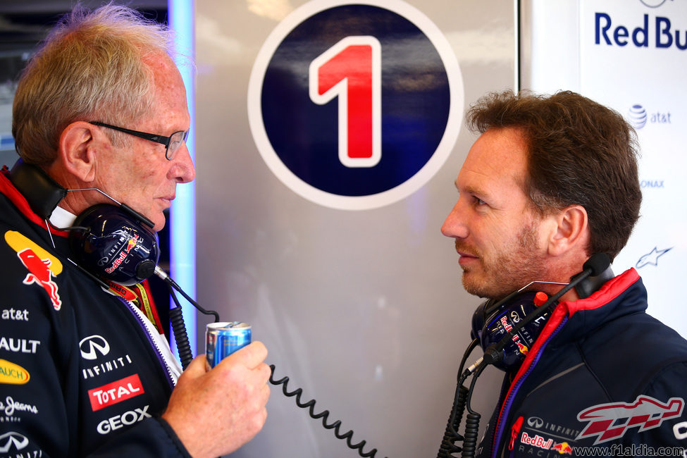 Helmut Marko y Christian Horner charlan en Estados Unidos