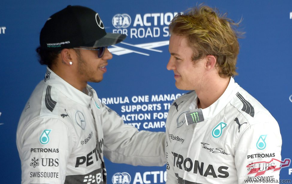 Cordialidad entre Lewis Hamilton y Nico Rosberg