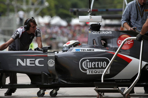Adrian Sutil no pudo volver a entrar en la Q3