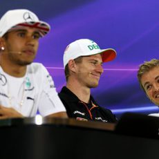 Lewis Hamilton en la rueda de prensa de los pilotos