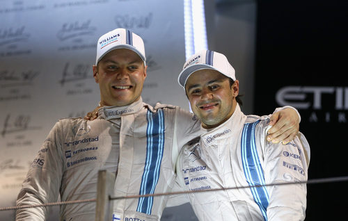 Valtteri Bottas y Felipe Massa en el podio de Abu Dabi