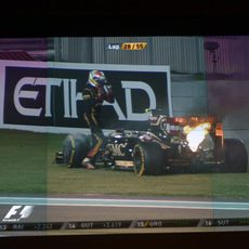 Incendio de Maldonado visto desde el muro del equipo Lotus