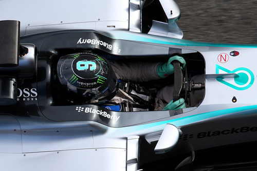 Primer plano del 'cockpit' de Nico Rosberg
