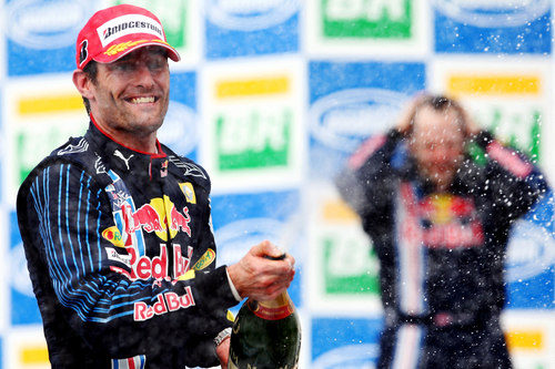 Webber con el champán