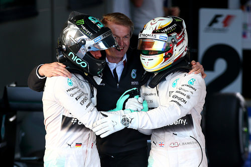 Nico Rosberg y Lewis Hamilton, tras acabar el GP de Australia