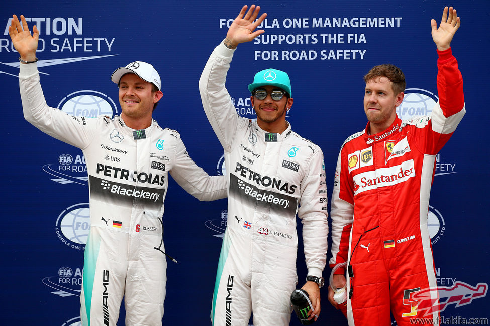Lewis Hamilton con Sebastian Vettel y Nico Rosberg: los tres más rápidos en Sepang