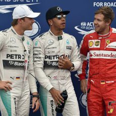 Hamilton, Rosberg y Vettel comentan la clasificación