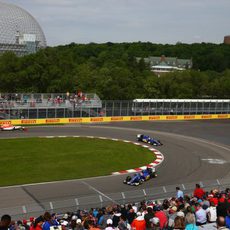 Los dos Sauber en el trazado del Gilles Villeneuve