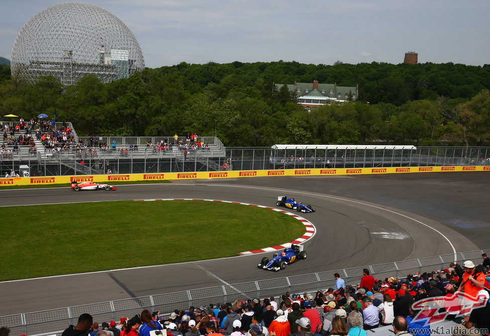 Los dos Sauber en el trazado del Gilles Villeneuve