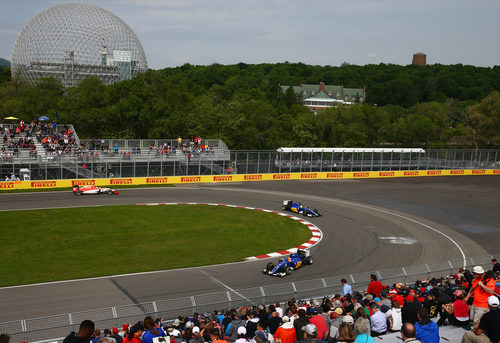 Los dos Sauber en el trazado del Gilles Villeneuve