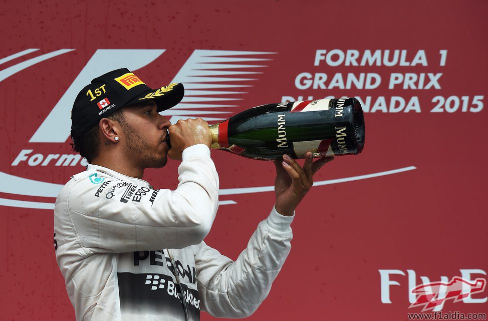 Lewis Hamilton celebra el GP de Canadá 2015