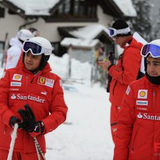 Fernando y Felipe, preparados para la jornada de esquí