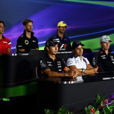 Los protagonistas de la rueda de prensa de la FIA del jueves