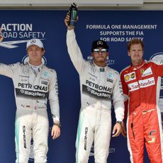 Lewis Hamilton, Nico Rosberg y Sebastian Vettel en Hungría