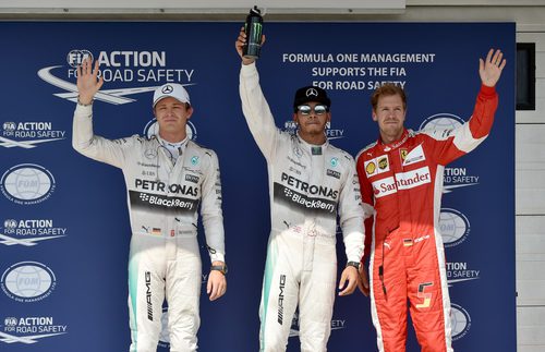 Lewis Hamilton, Nico Rosberg y Sebastian Vettel en Hungría