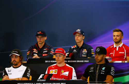 Los protagonistas de la rueda de prensa de la FIA en Spa