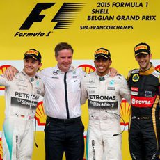 Hamilton, Rosberg y Grosjean en el podio