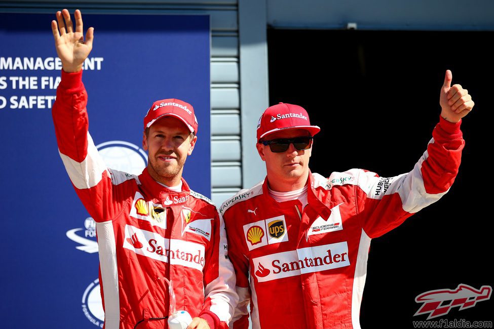 Ovaciones para Kimi Räikkönen y Sebastian Vettel