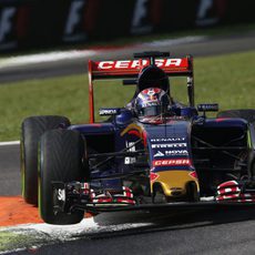 Max Verstappen volando sobre los pianos de Monza