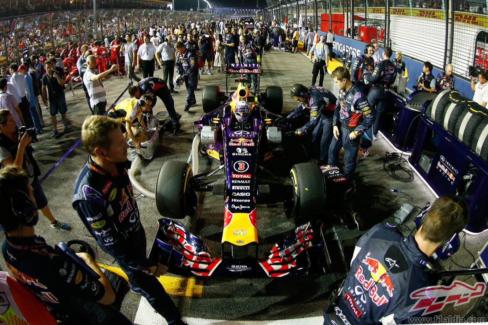 Daniel Ricciardo en la parrilla antes de la carrera